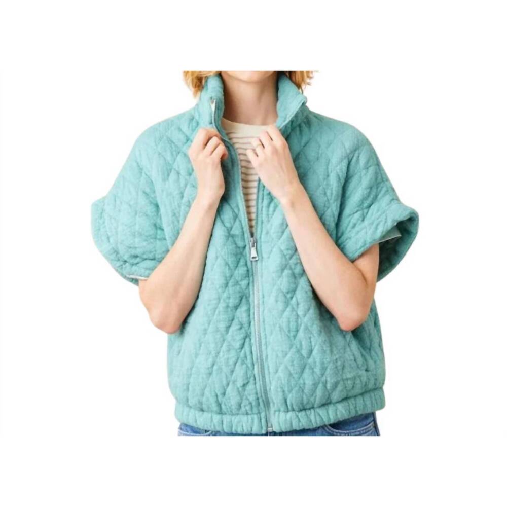 NEW SUZY D charlston quilted short sleeve jacket in jade